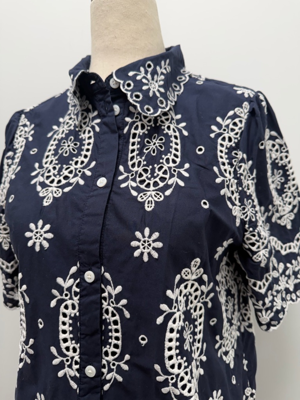 Sezane Elvina Dress Navy White Mini Dress Size 38 Medium US 6 - Picture 4 of 14